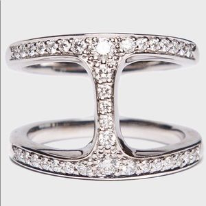Nordstrom Silver Double Band Ring with Crystals